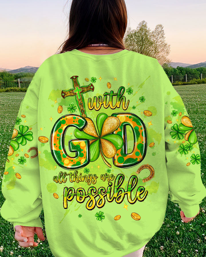 With God All Things Are Possible Patrick's Day Women's All Over Print Shirt - Tltw0301245, easychoo.com