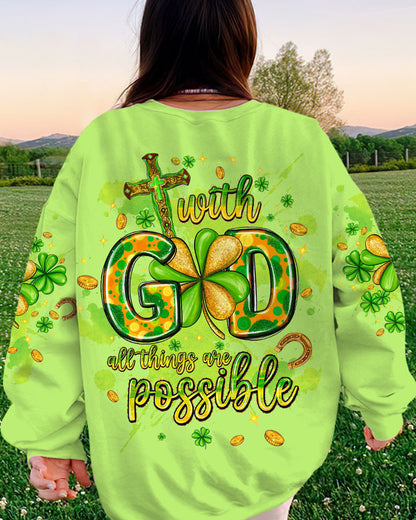 With God All Things Are Possible Patrick's Day Women's All Over Print Shirt - Tltw0301245, easychoo.com