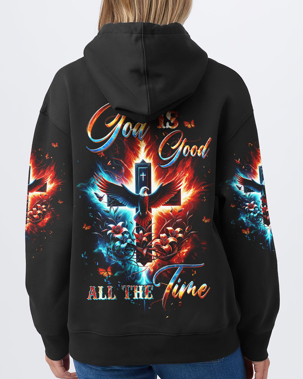 God Is Good All The Time Cross Eagle Women's All Over Print Shirt - Tltw1912232, easychoo.com