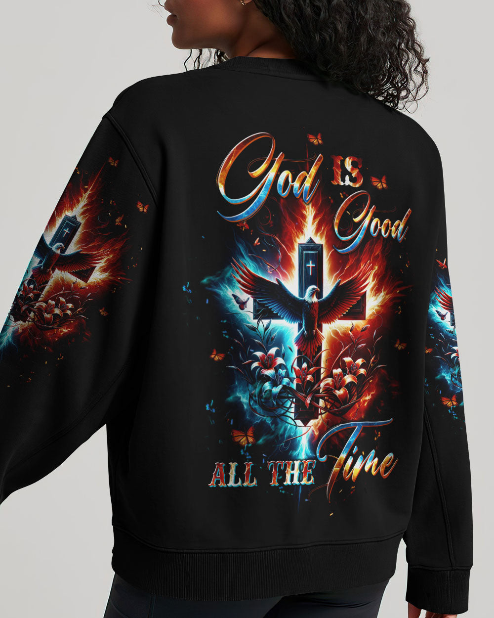 God Is Good All The Time Cross Eagle Women's All Over Print Shirt - Tltw1912232, easychoo.com