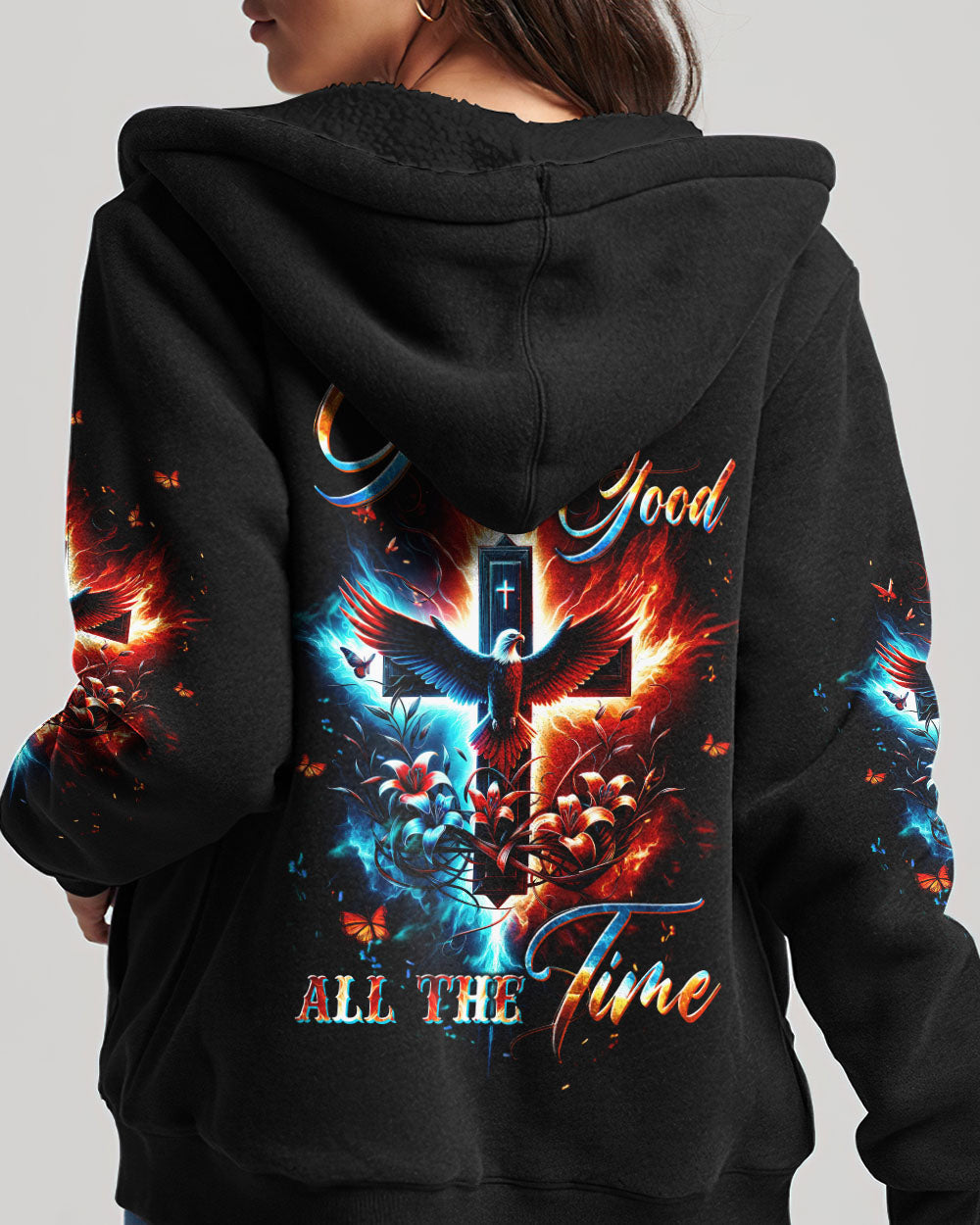 God Is Good All The Time Cross Eagle Women's All Over Print Shirt - Tltw1912232, easychoo.com