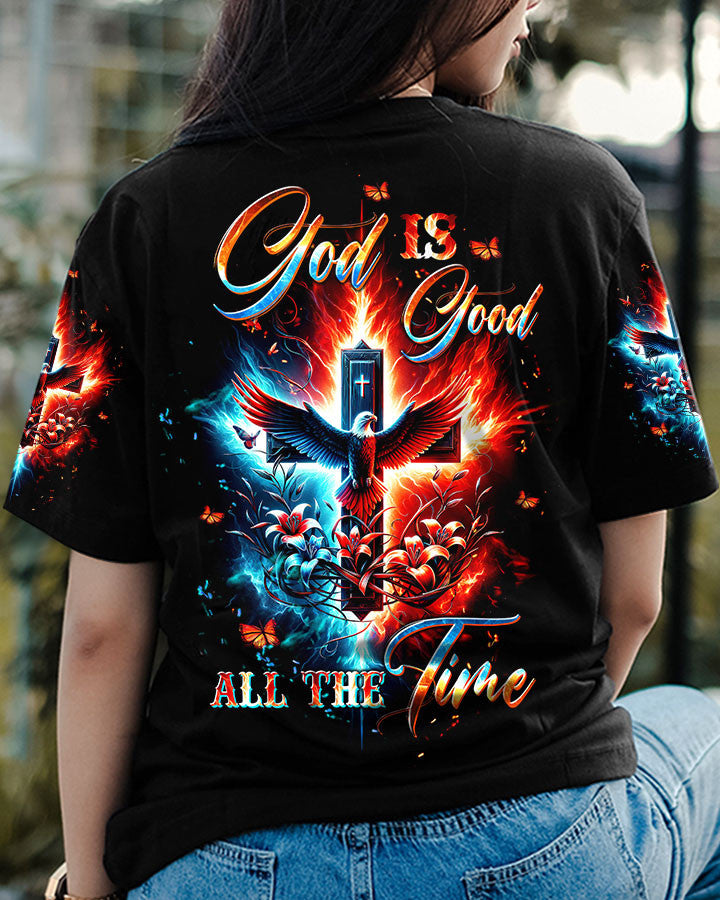 God Is Good All The Time Cross Eagle Women's All Over Print Shirt - Tltw1912232, easychoo.com