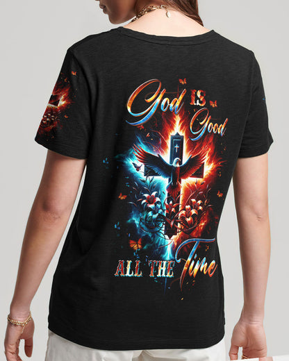 God Is Good All The Time Cross Eagle Women's All Over Print Shirt - Tltw1912232, easychoo.com