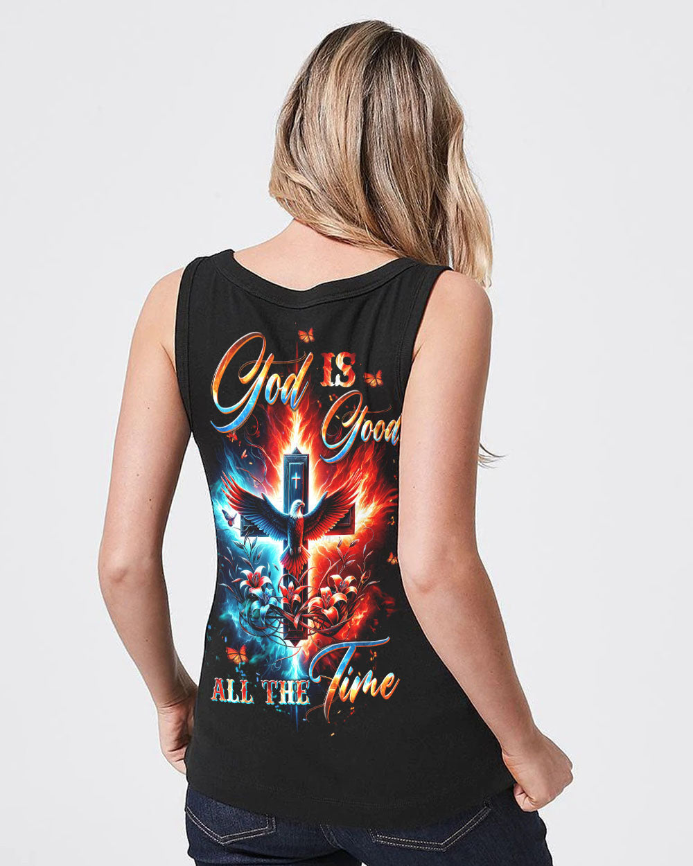 God Is Good All The Time Cross Eagle Women's All Over Print Shirt - Tltw1912232, easychoo.com
