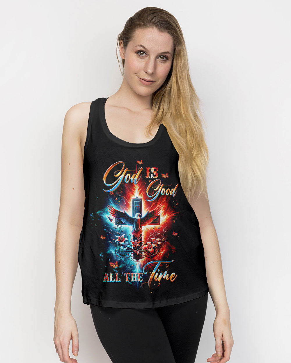 God Is Good All The Time Cross Eagle Women's All Over Print Shirt - Tltw1912232, easychoo.com