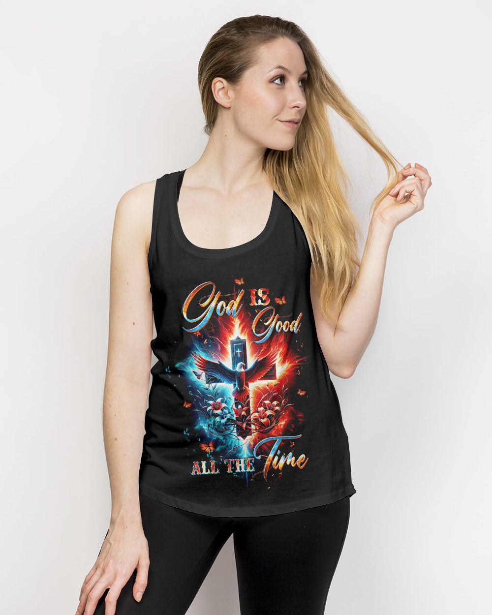 God Is Good All The Time Cross Eagle Women's All Over Print Shirt - Tltw1912232, easychoo.com