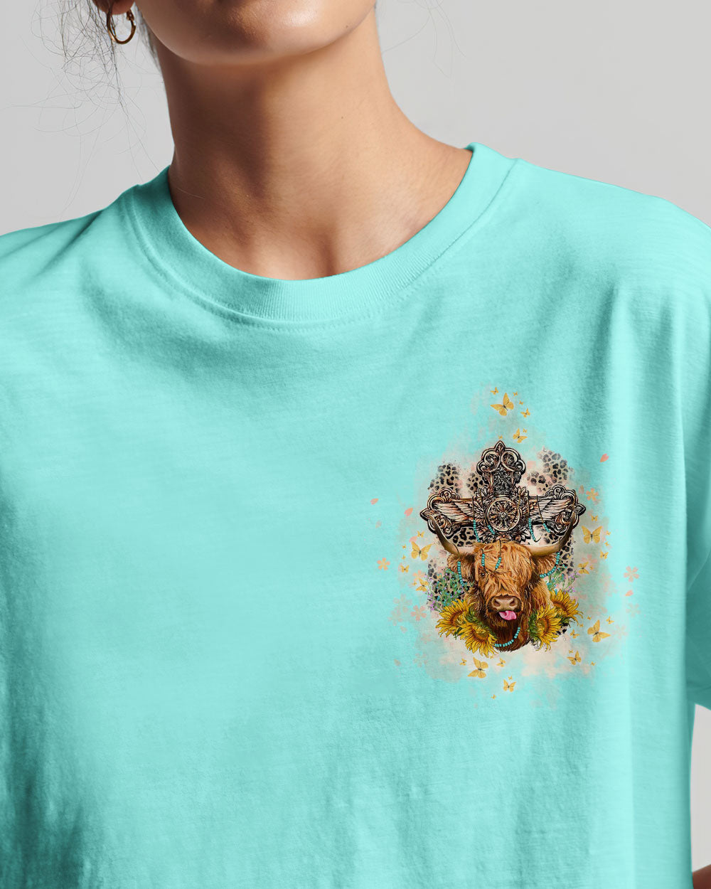 Living Life Somewhere Between Jesus Cow Women's All Over Print Shirt- Tltw2411233, easychoo.com