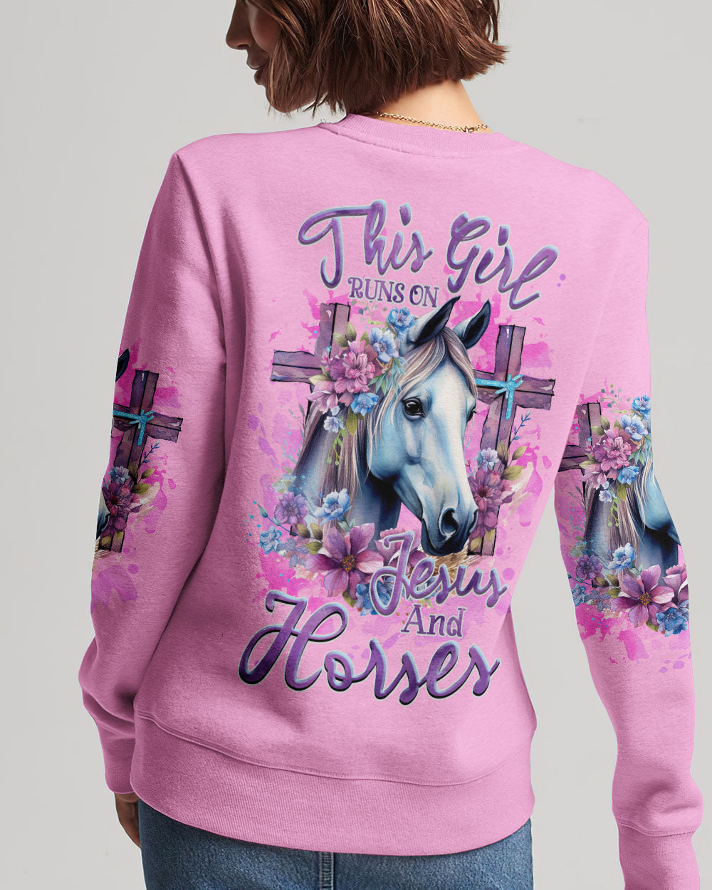 Runs On Jesus And Horses Women's All Over Print Shirt - Tlnz2712232, easychoo.com