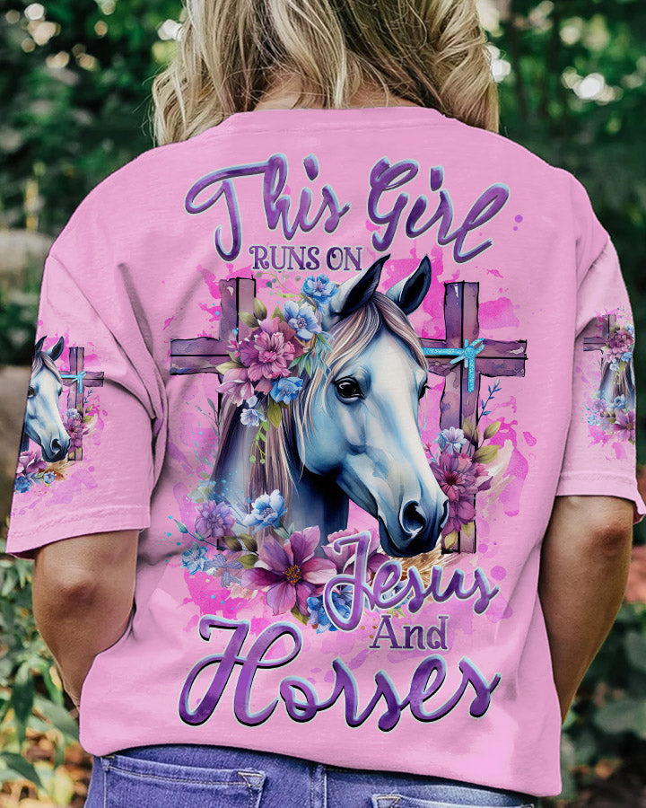 Runs On Jesus And Horses Women's All Over Print Shirt - Tlnz2712232, easychoo.com