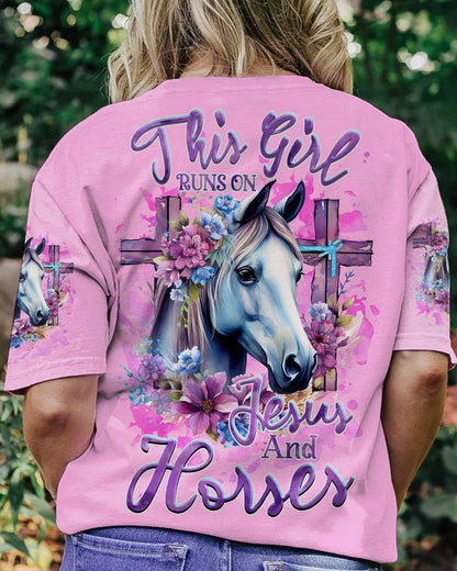 Runs On Jesus And Horses Women's All Over Print Shirt - Tlnz2712232, easychoo.com