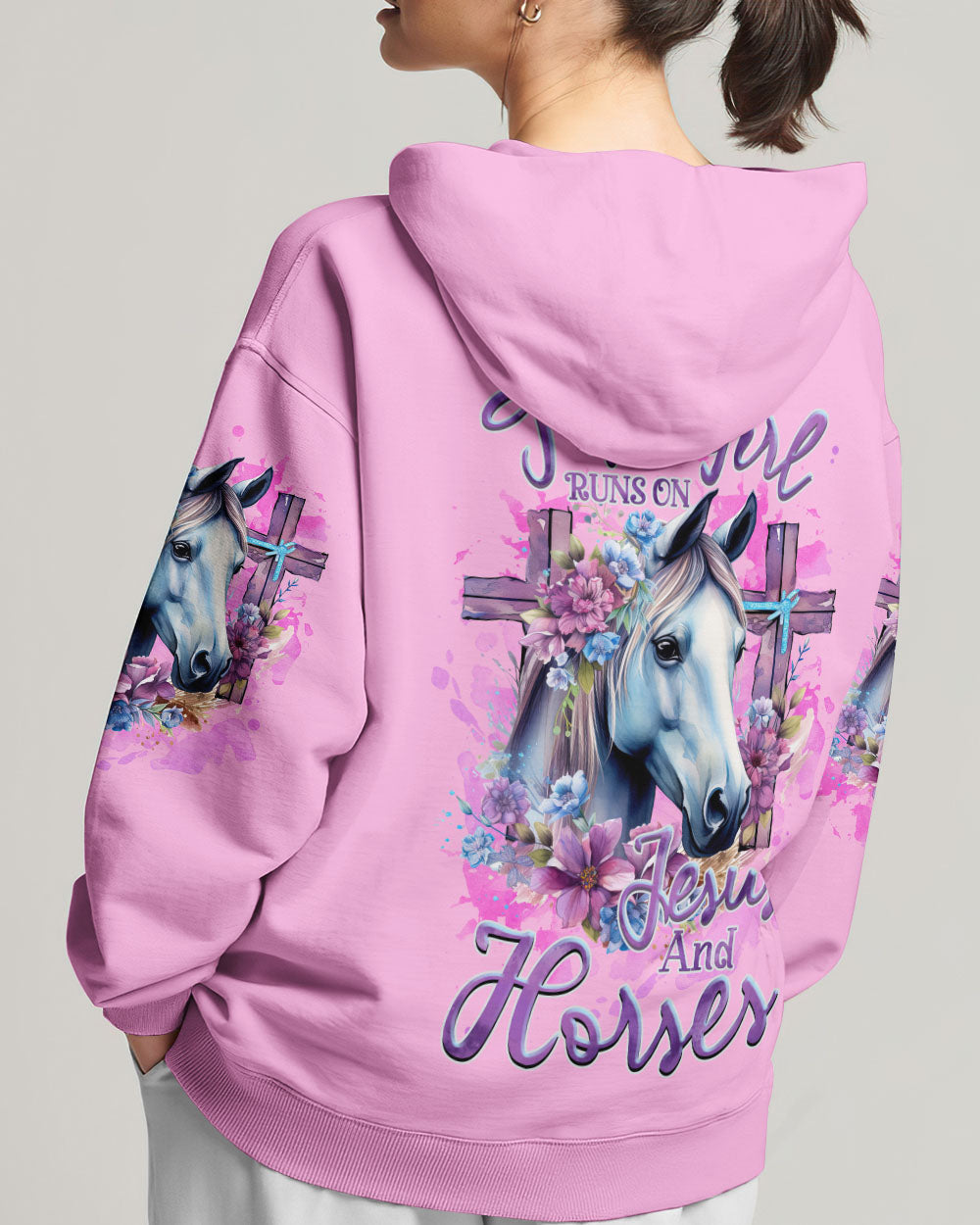 Runs On Jesus And Horses Women's All Over Print Shirt - Tlnz2712232, easychoo.com