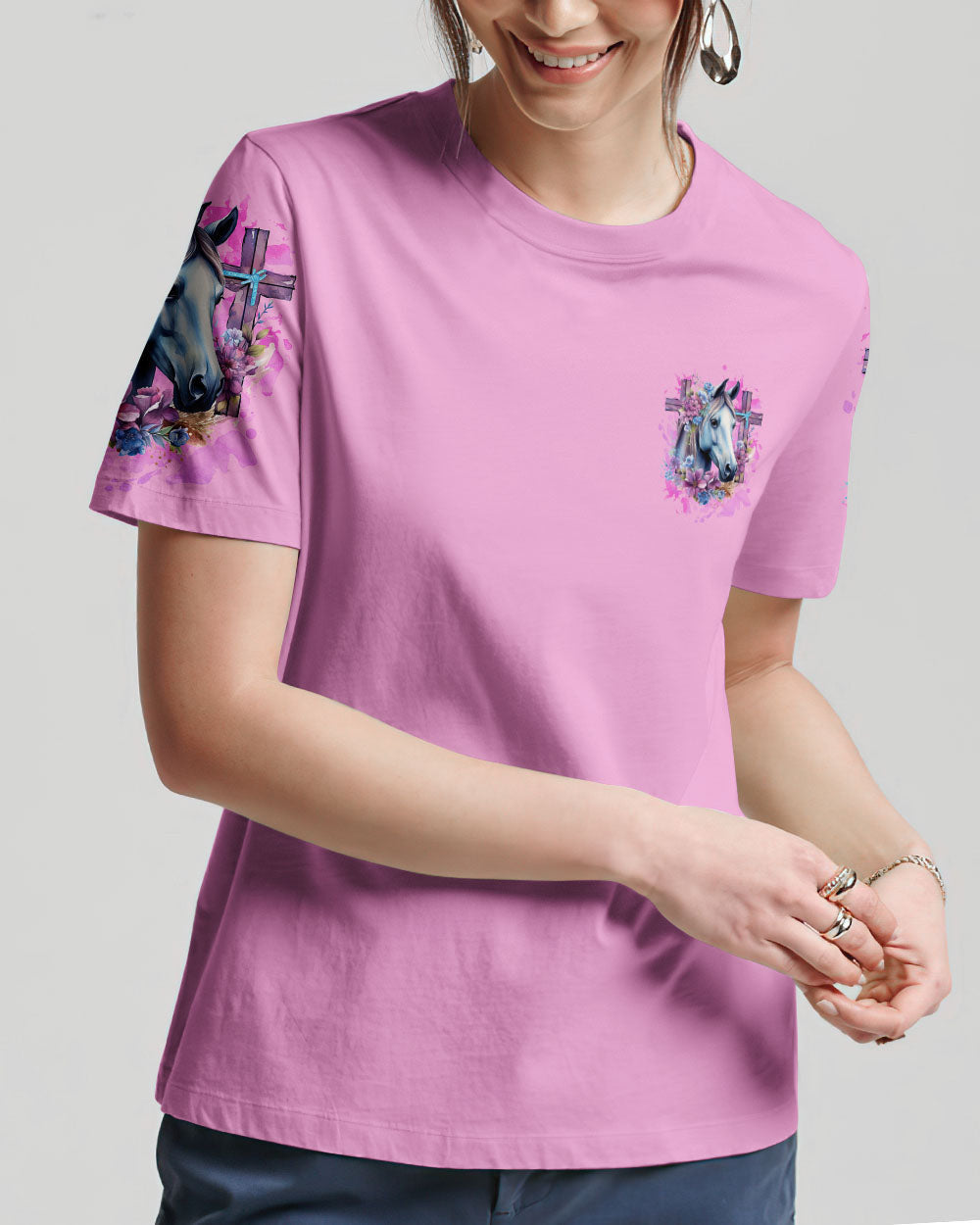 Runs On Jesus And Horses Women's All Over Print Shirt - Tlnz2712232, easychoo.com