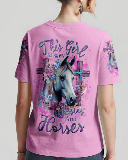 Runs On Jesus And Horses Women's All Over Print Shirt - Tlnz2712232, easychoo.com
