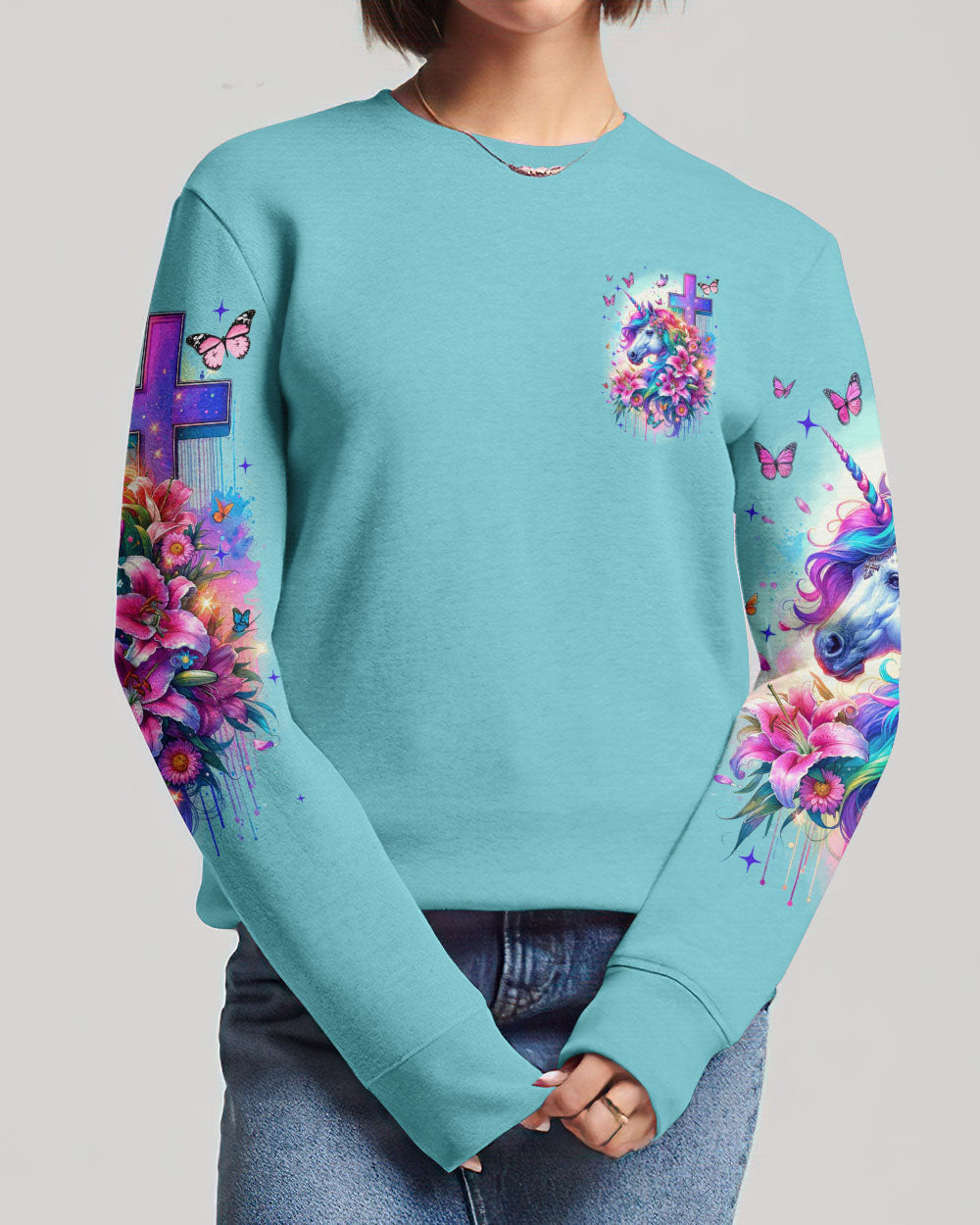 Runs On Jesus And Unicorns Women's All Over Print Shirt - Tyqy1612231, easychoo.com