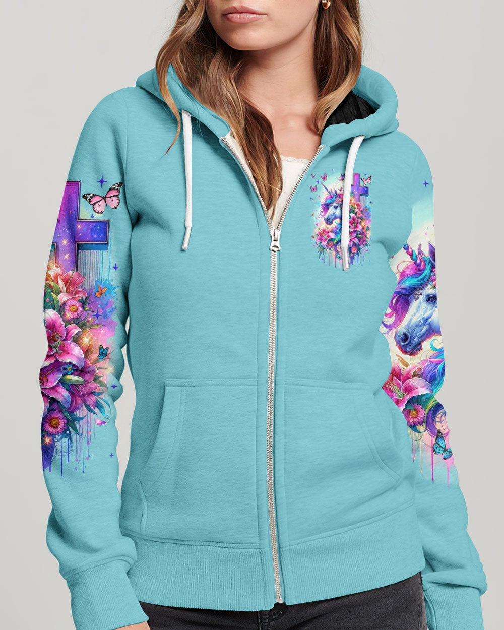 Runs On Jesus And Unicorns Women's All Over Print Shirt - Tyqy1612231, easychoo.com