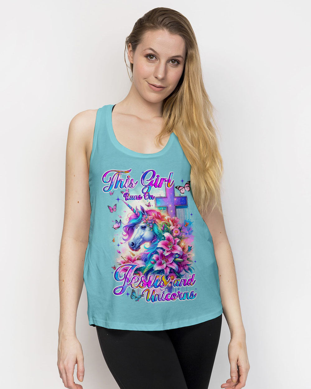 Runs On Jesus And Unicorns Women's All Over Print Shirt - Tyqy1612231, easychoo.com