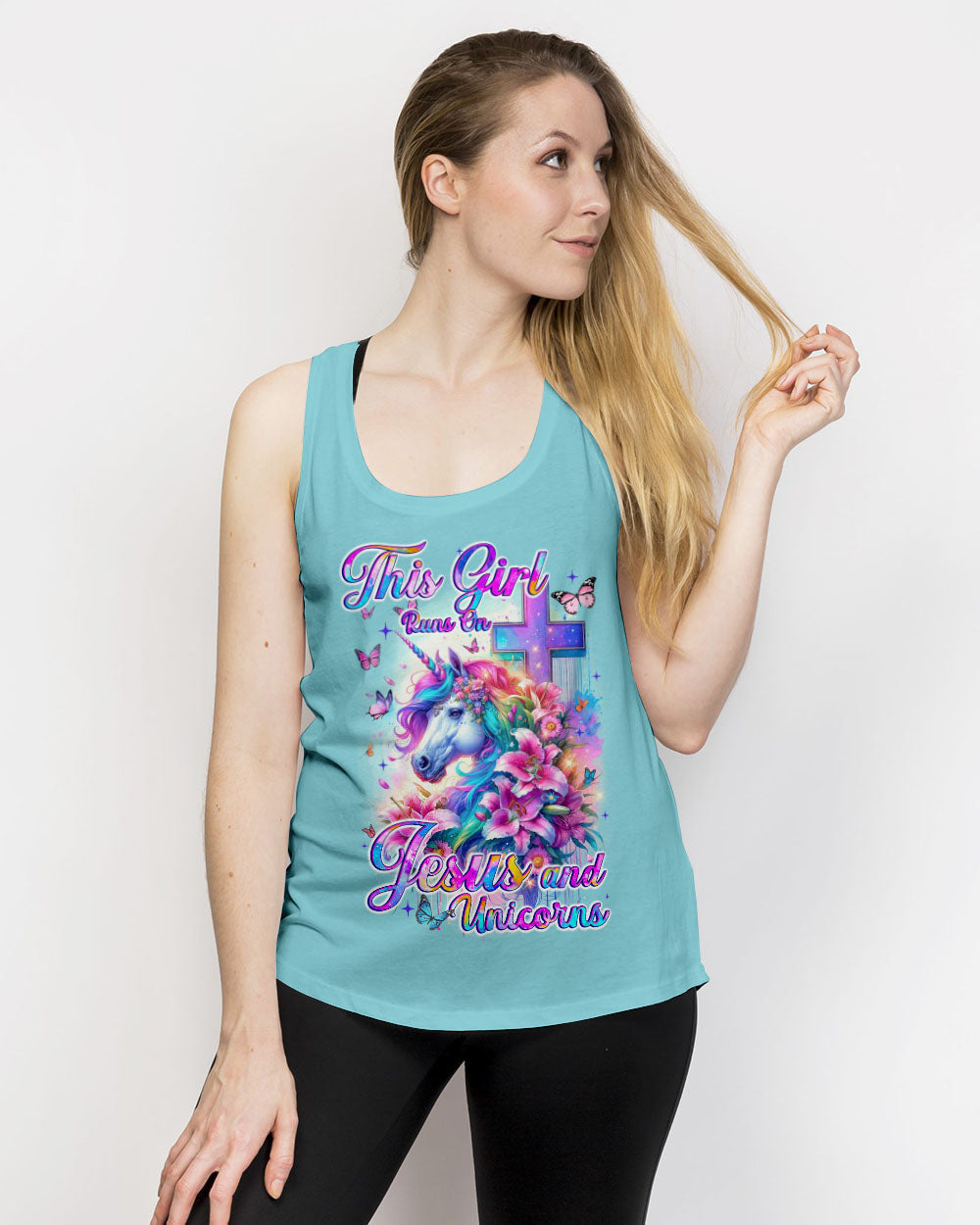 Runs On Jesus And Unicorns Women's All Over Print Shirt - Tyqy1612231, easychoo.com
