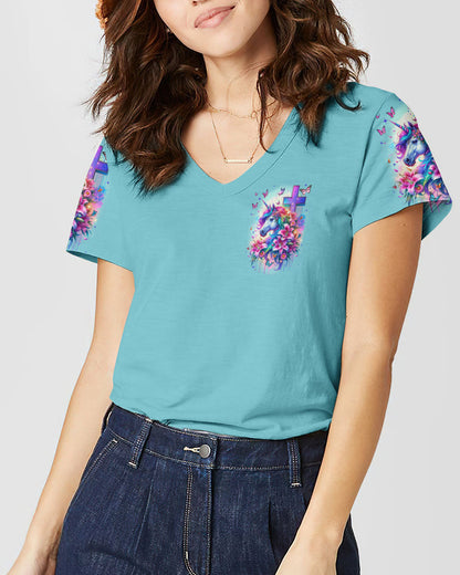 Runs On Jesus And Unicorns Women's All Over Print Shirt - Tyqy1612231, easychoo.com