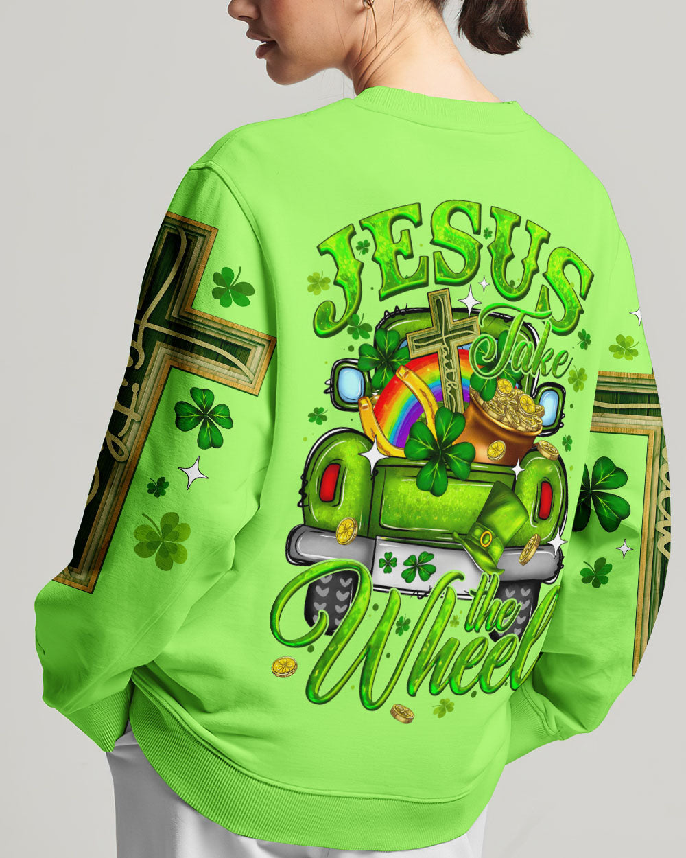 Jesus Take The Wheel Patrick's Day Women's All Over Print Shirt - Ty0301242, easychoo.com