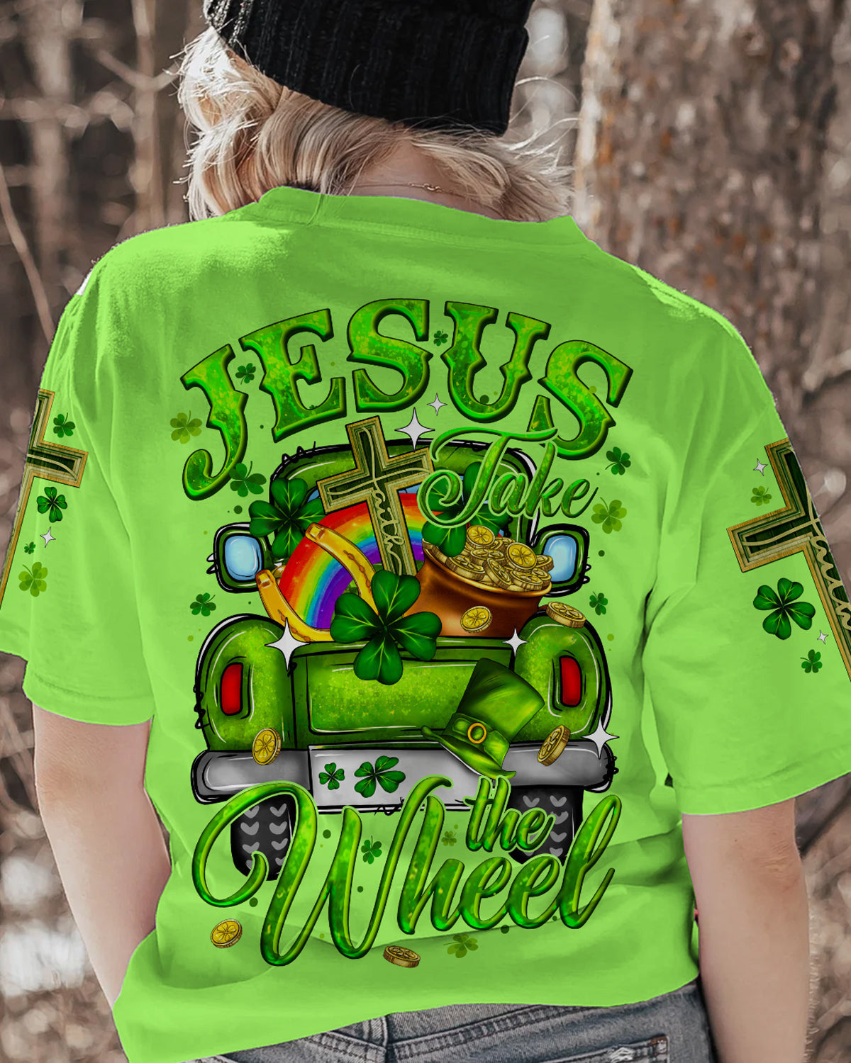 Jesus Take The Wheel Patrick's Day Women's All Over Print Shirt - Ty0301242, easychoo.com