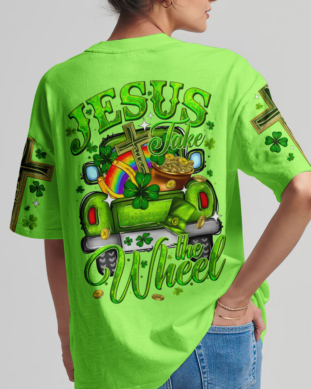 Jesus Take The Wheel Patrick's Day Women's All Over Print Shirt - Ty0301242, easychoo.com