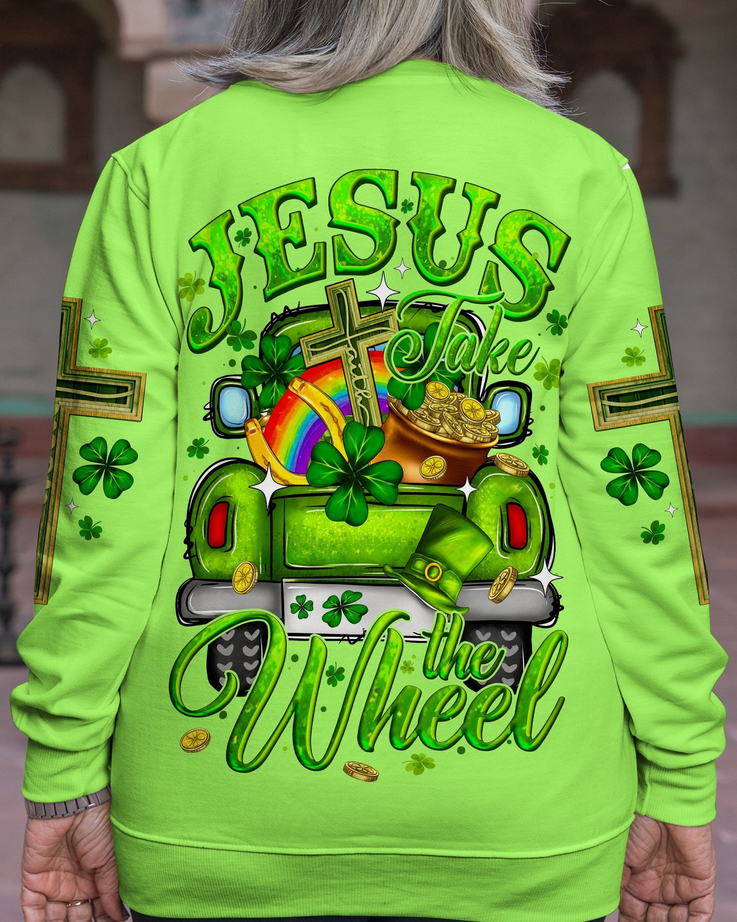 Jesus Take The Wheel Patrick's Day Women's All Over Print Shirt - Ty0301242, easychoo.com