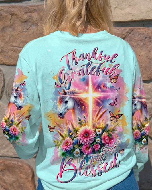 Thankful, Grateful and Truly Blessed Horse Women's All Over Print Shirt - Tlnt0501243, easychoo.com