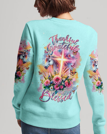 Thankful, Grateful and Truly Blessed Horse Women's All Over Print Shirt - Tlnt0501243, easychoo.com