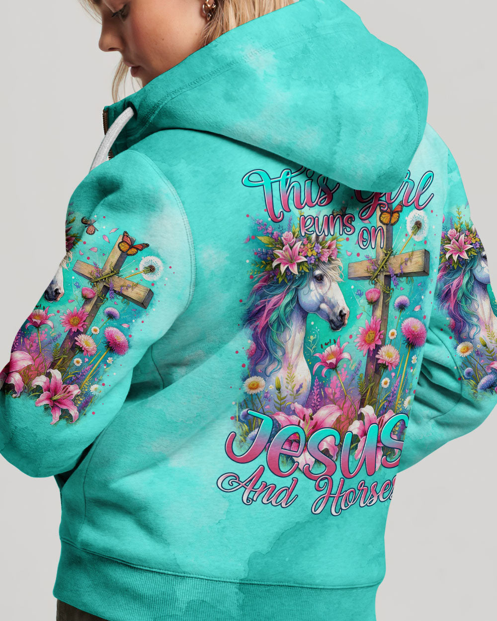 Runs On Jesus And Horses Women's All Over Print Shirt - Tytm0212233, easychoo.com