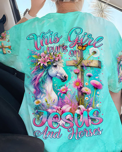 Runs On Jesus And Horses Women's All Over Print Shirt - Tytm0212233, easychoo.com