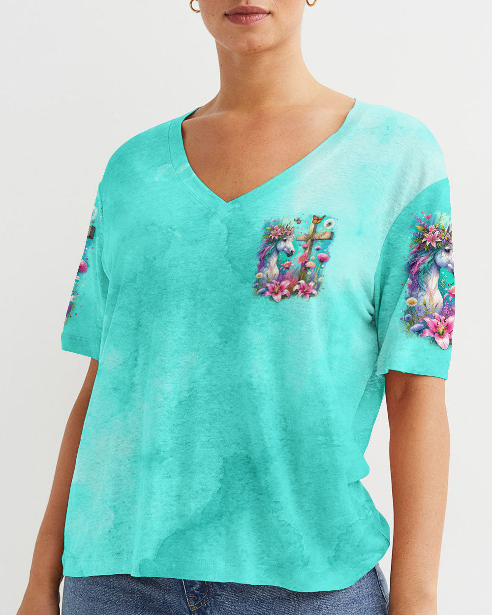 Runs On Jesus And Horses Women's All Over Print Shirt - Tytm0212233, easychoo.com