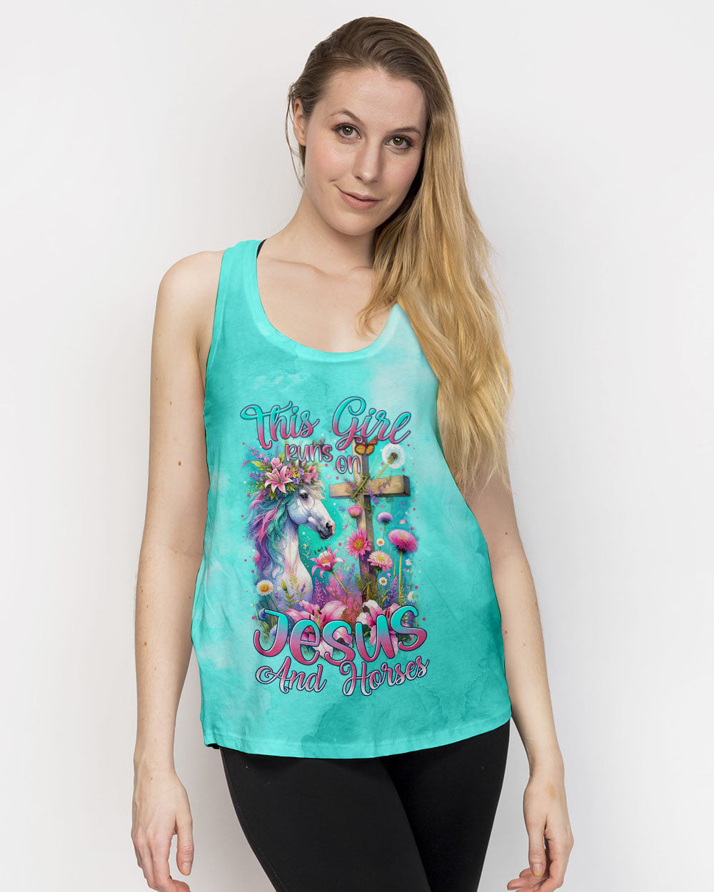 Runs On Jesus And Horses Women's All Over Print Shirt - Tytm0212233, easychoo.com