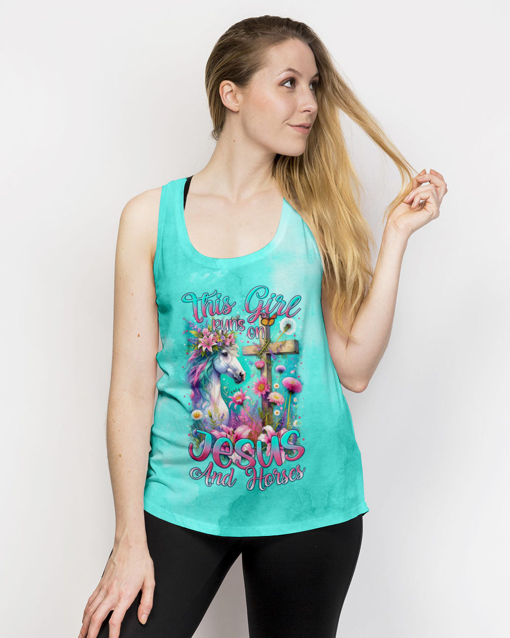 Runs On Jesus And Horses Women's All Over Print Shirt - Tytm0212233, easychoo.com