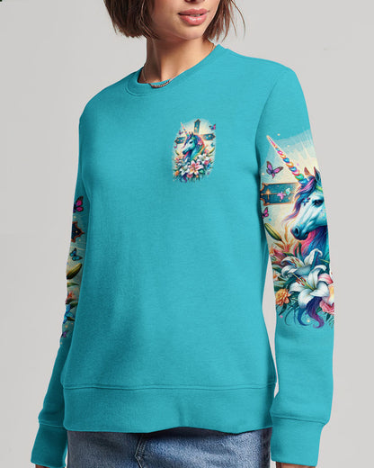 Runs On Jesus And Unicorns Women's All Over Print Shirt - Ty1912231, easychoo.com