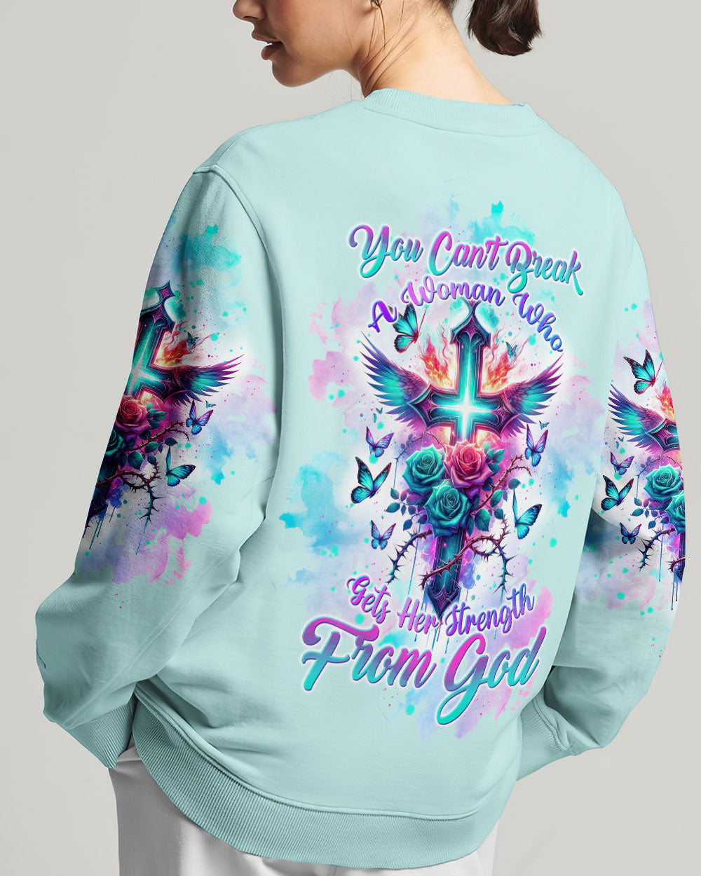 You Can't Break A Woman Cross Rose Women's All Over Print Shirt - Tltw1701243, easychoo.com