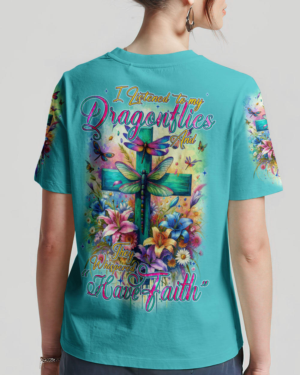 Have Faith Dragonflies Women's All Over Print Shirt - Tyqy3011231, easychoo.com