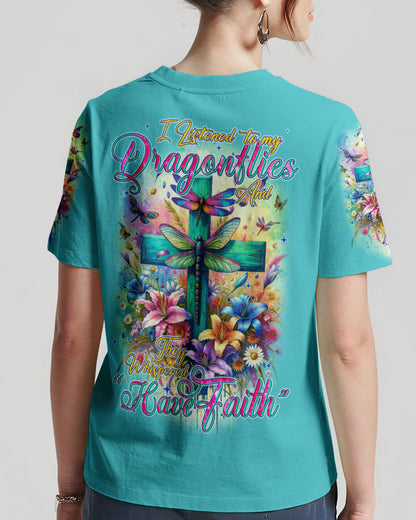 Have Faith Dragonflies Women's All Over Print Shirt - Tyqy3011231, easychoo.com