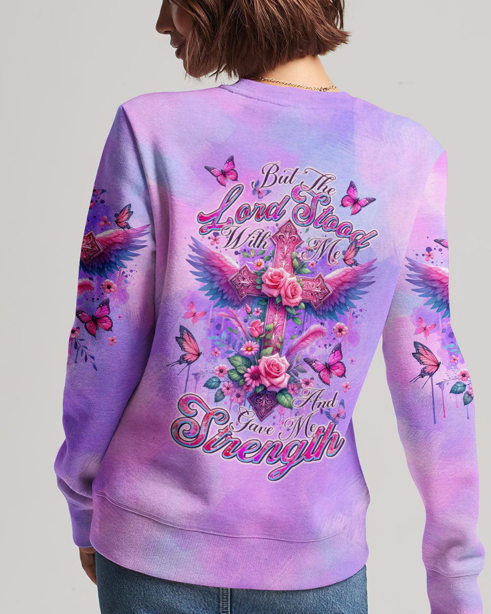 Lord Stood With Me Cross Wings Rose Women's All Over Print Shirt - Tltr0502244, easychoo.com