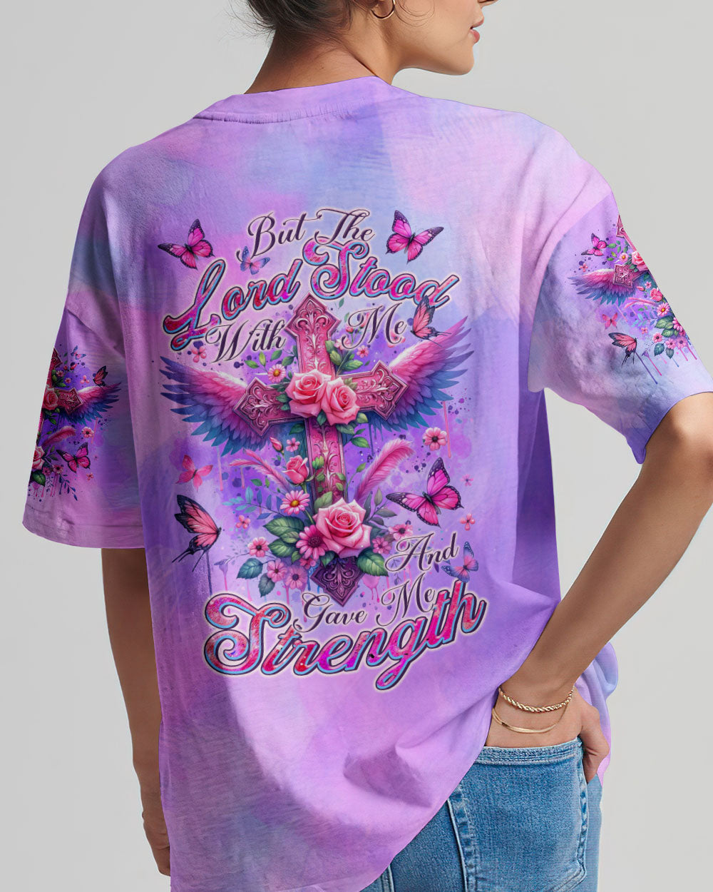 Lord Stood With Me Cross Wings Rose Women's All Over Print Shirt - Tltr0502244, easychoo.com