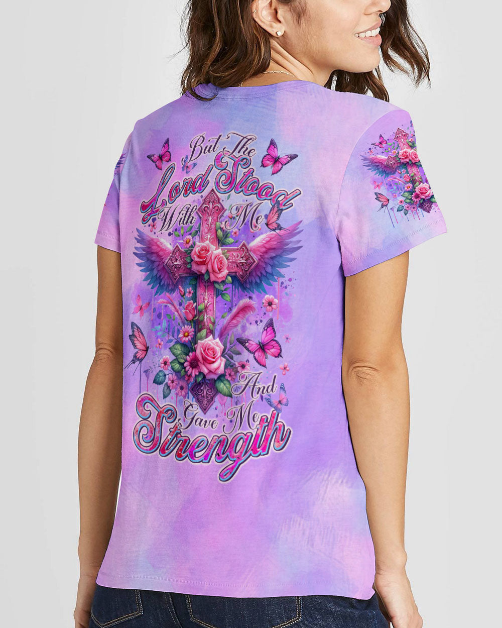 Lord Stood With Me Cross Wings Rose Women's All Over Print Shirt - Tltr0502244, easychoo.com