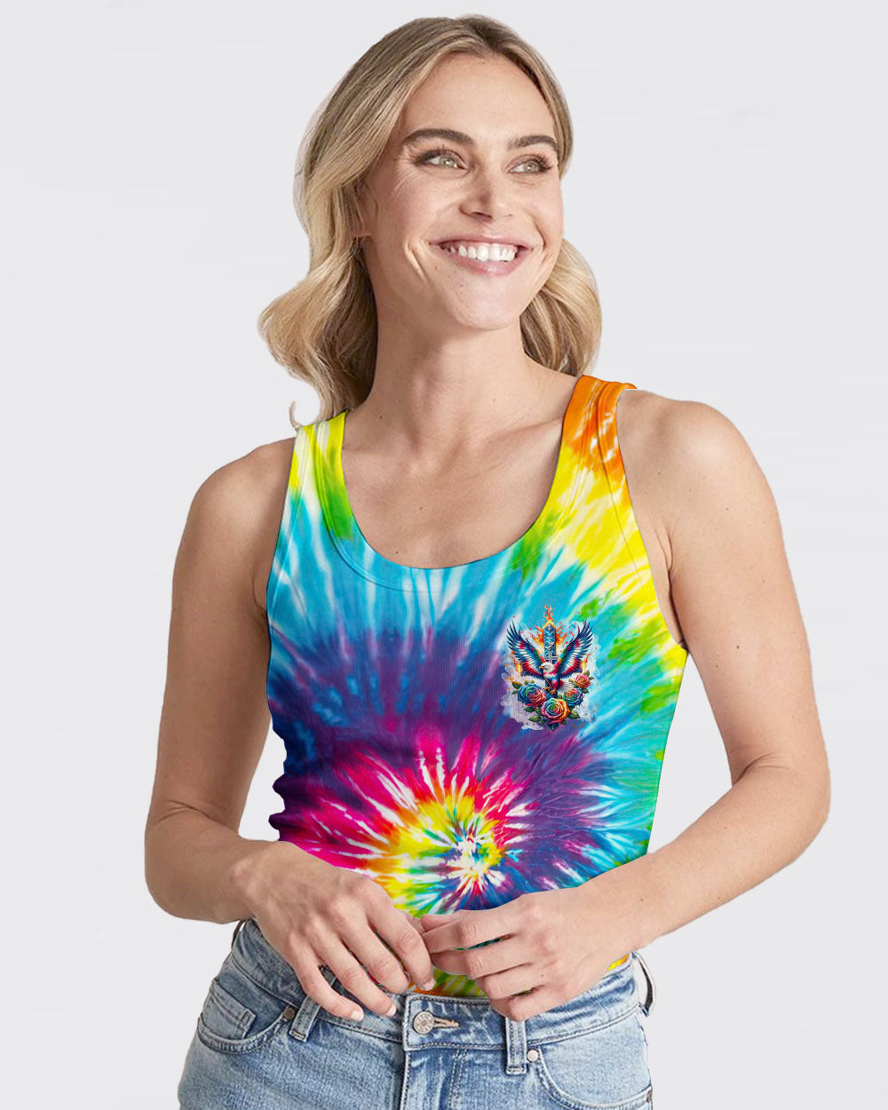 I Can Do All Things Cross Eagle Tie Dye Women's All Over Print Shirt - Tlnt2201242, easychoo.com