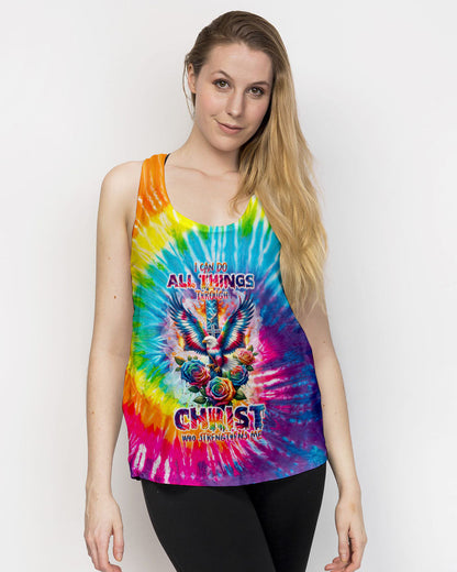 I Can Do All Things Cross Eagle Tie Dye Women's All Over Print Shirt - Tlnt2201242, easychoo.com