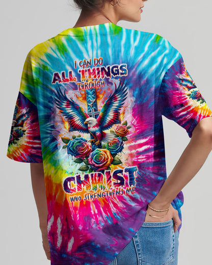 I Can Do All Things Cross Eagle Tie Dye Women's All Over Print Shirt - Tlnt2201242, easychoo.com
