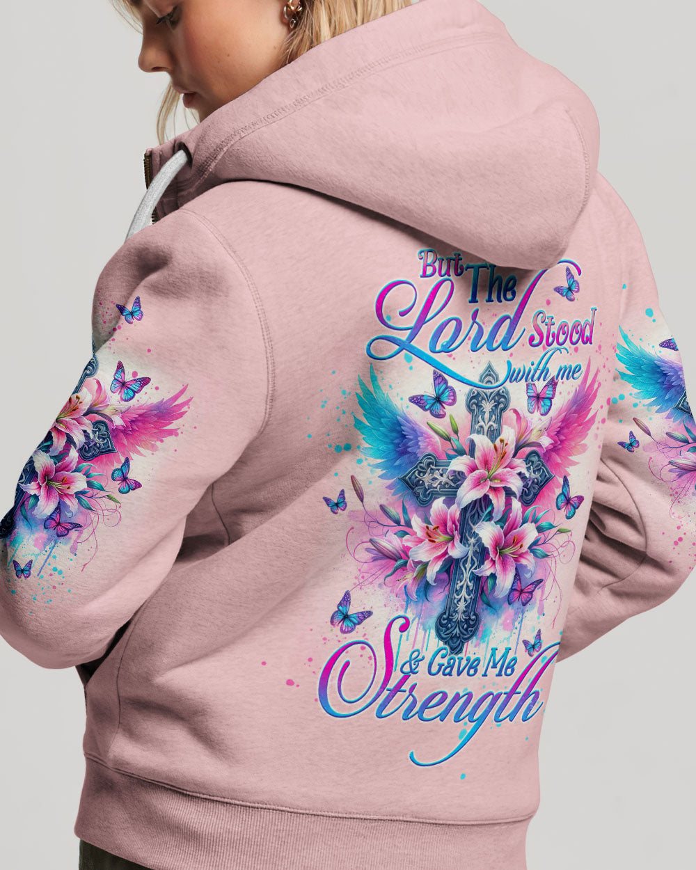 Lord Stood With Me Cross Wings Lilies Women's All Over Print Shirt - Tltw0202244, easychoo.com