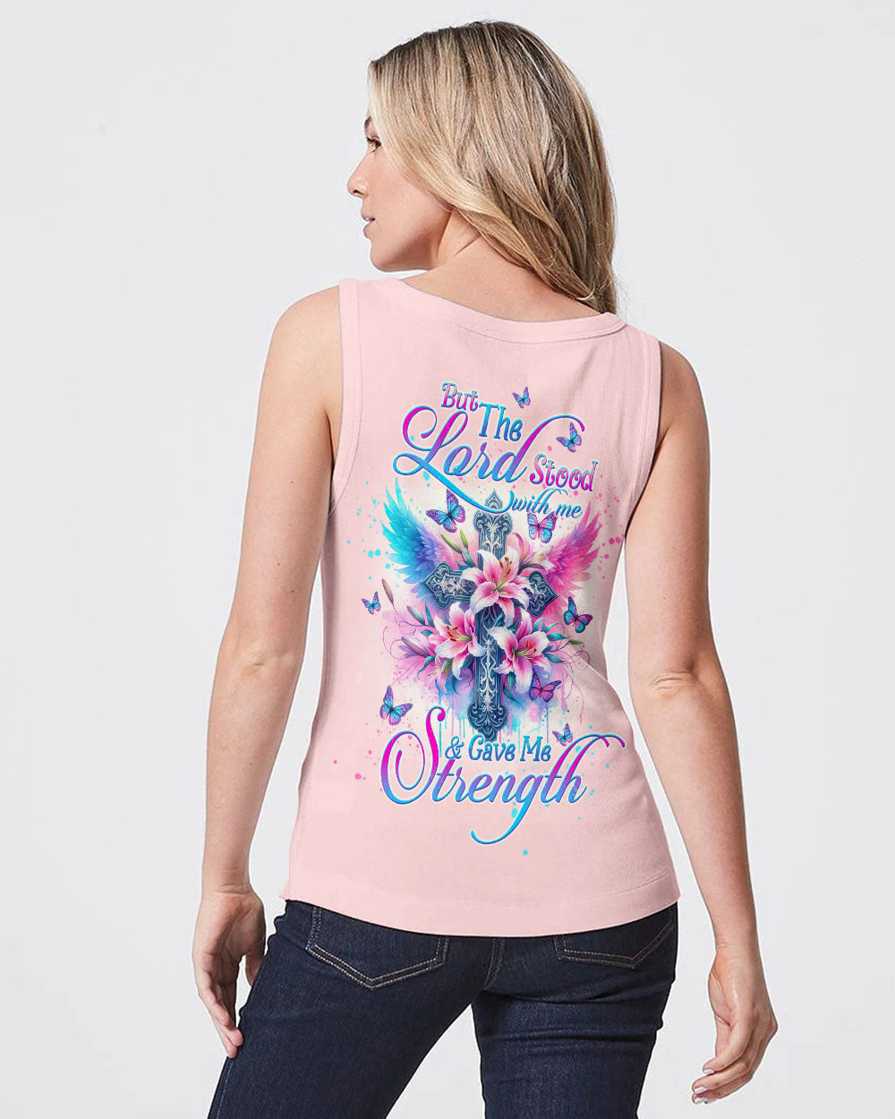 Lord Stood With Me Cross Wings Lilies Women's All Over Print Shirt - Tltw0202244, easychoo.com