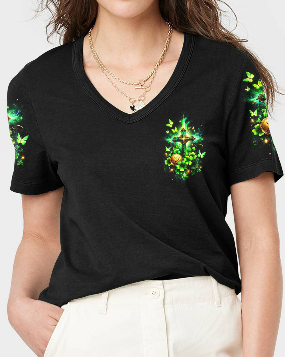 I Don't Need Luck I've got Jesus Patrick's Day Women's All Over Print Shirt - Tltw0501243, easychoo.com