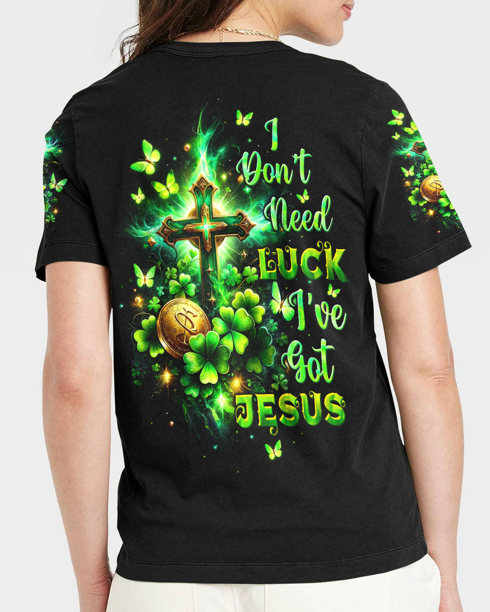 I Don't Need Luck I've got Jesus Patrick's Day Women's All Over Print Shirt - Tltw0501243, easychoo.com