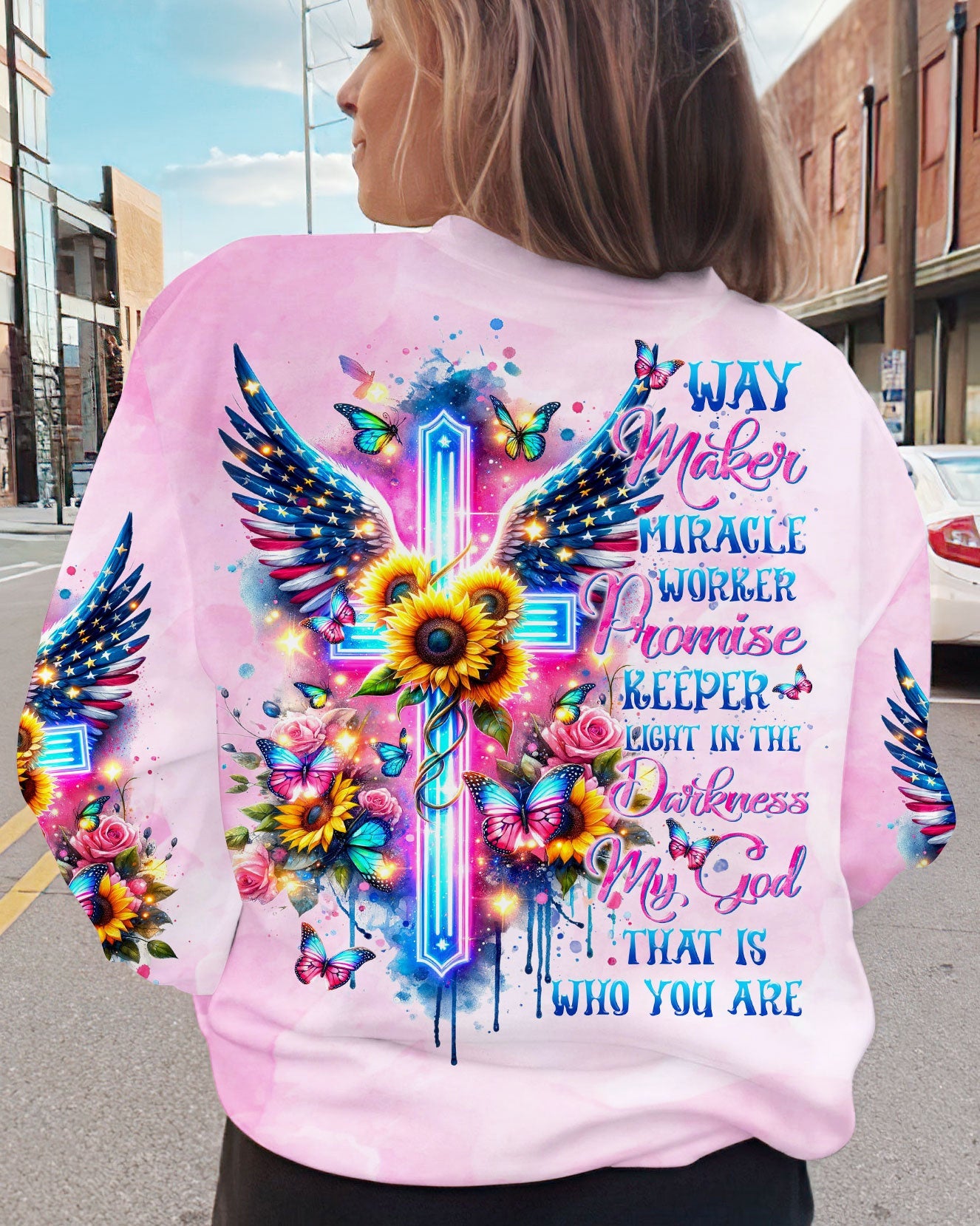 Way Maker Miracle Worker Cross Wings Flower Women's All Over Print Shirt - Tltr1312234, easychoo.com