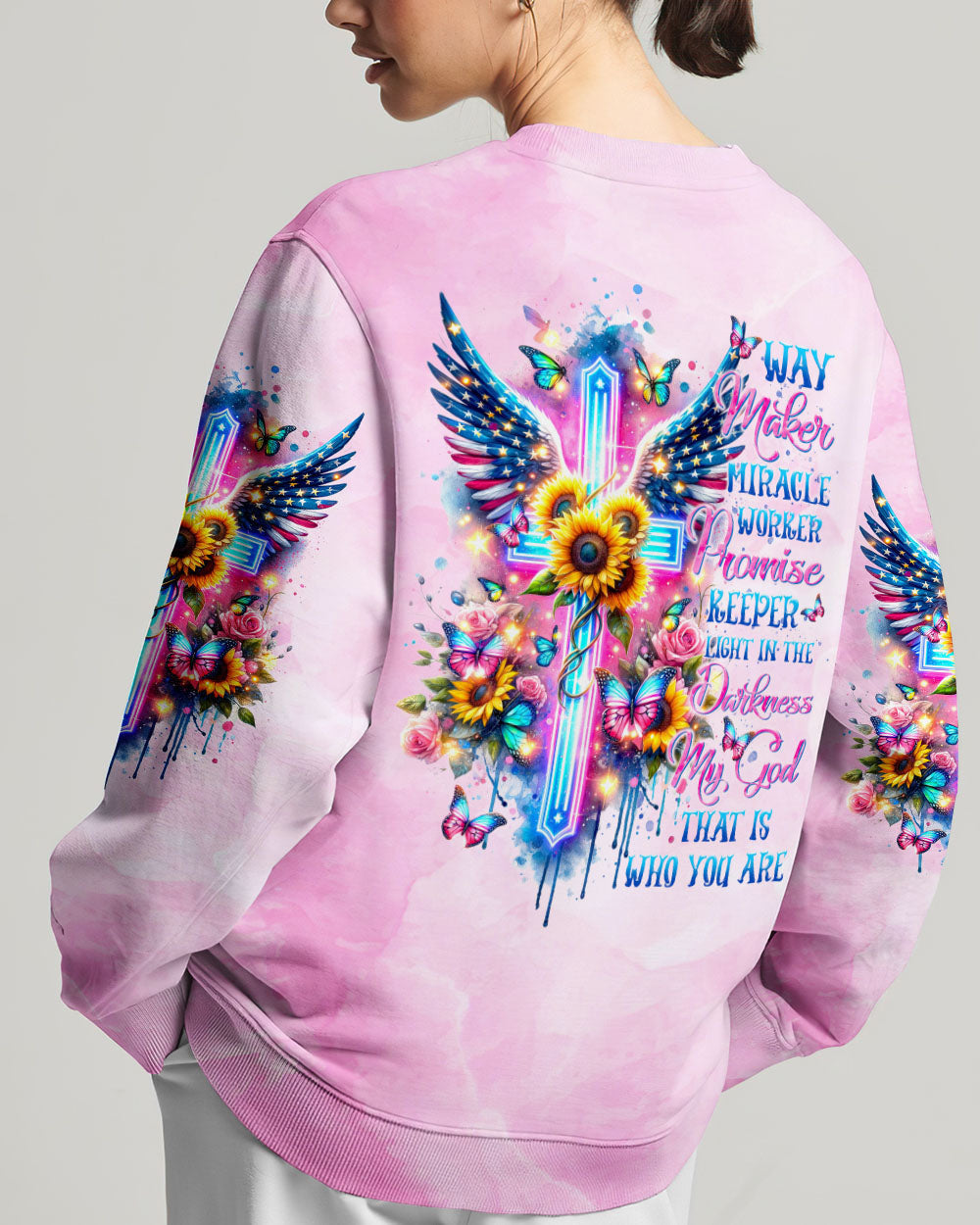 Way Maker Miracle Worker Cross Wings Flower Women's All Over Print Shirt - Tltr1312234, easychoo.com