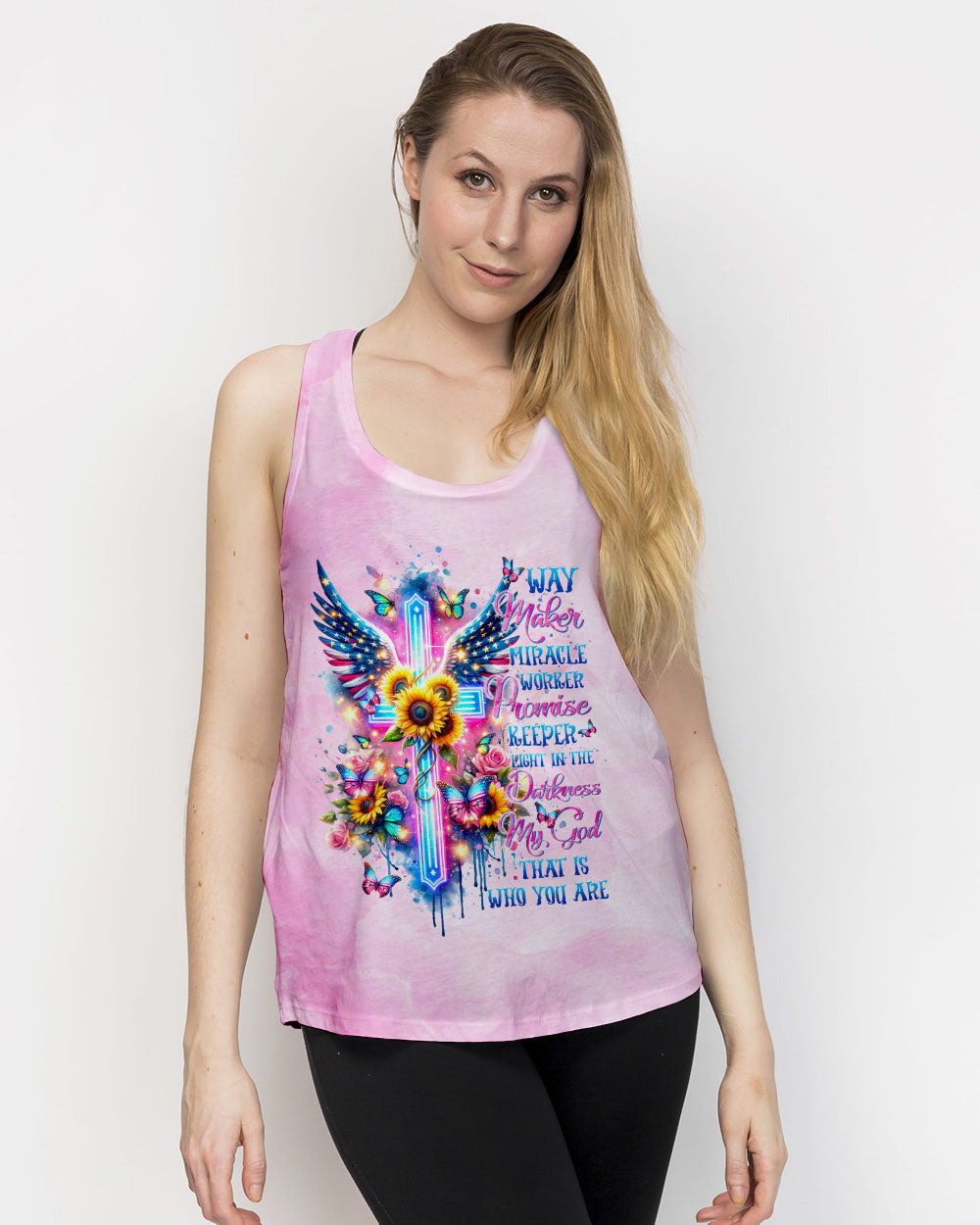 Way Maker Miracle Worker Cross Wings Flower Women's All Over Print Shirt - Tltr1312234, easychoo.com